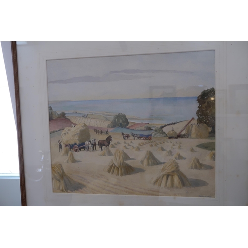 554 - Evelyn Grace Ince - Two watercolours of a Suffolk Barn, frame size 59cm x 69cm and the other of Suff... 