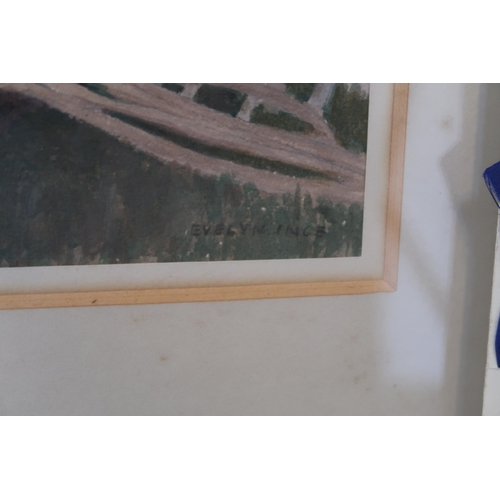 554 - Evelyn Grace Ince - Two watercolours of a Suffolk Barn, frame size 59cm x 69cm and the other of Suff... 