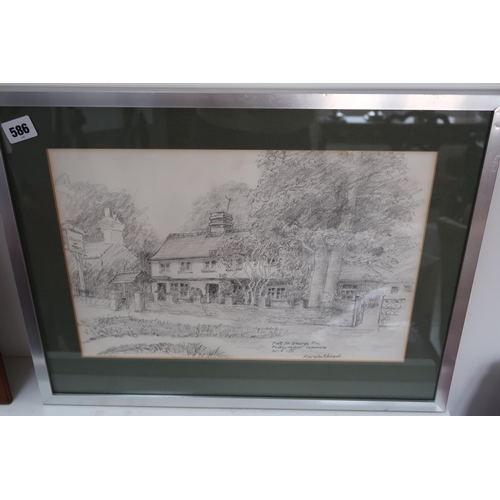 586 - A Pencil Sketch of the 'Fort St George' Pub, Cambridge. Sketched by Ronald Westbrook (1926-2012) a l... 