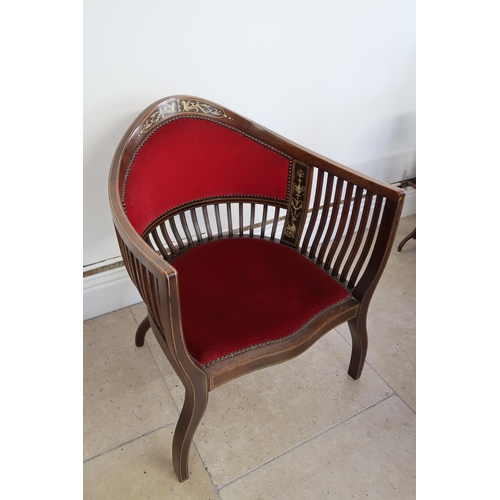 674 - An Edwardian mahogany and inlaid chair