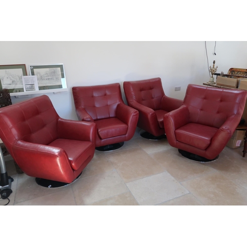 683 - A set of four good quality soft leather cinema/easy chairs - as new