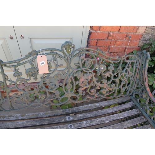 685 - A cast iron Coalbrookdale garden bench - Width 126cm - sturdy condition