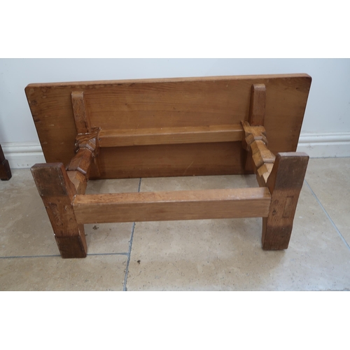 715 - Robert Mouseman Thompson - An oak refectory coffee table with rectangular top with carved mouse sign... 