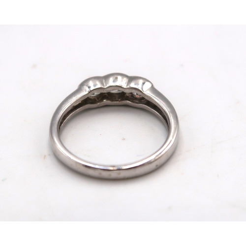 76 - An 18ct White Gold Oval Cut 3 Stone Diamond Ring, approx. 0.74crts, Diamonds are a Good Colour and C... 