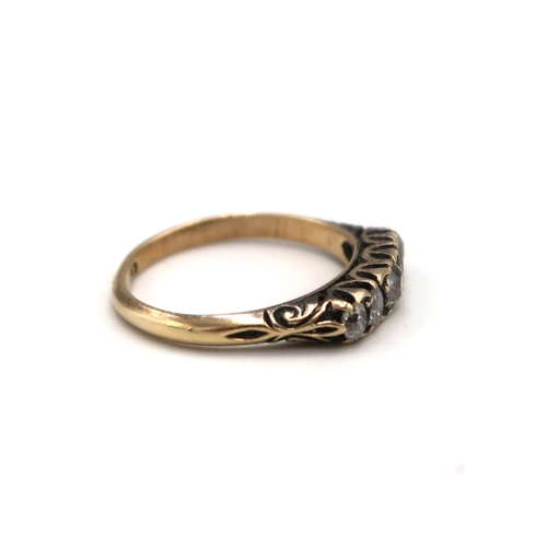 82 - An 18ct yellow gold five stone diamond ring size K - approx weight 2.1 grams