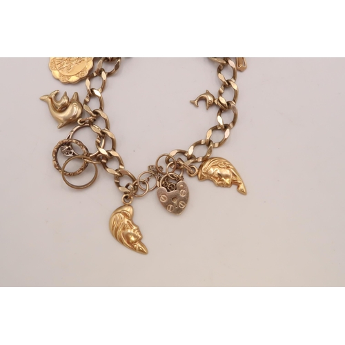89 - A 9ct yellow gold charm bracelet with nine charms - approx weight 22.56 grams