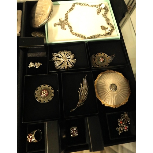 110 - A group of vintage silver and costume jewellery including two Caithness shield brooches and two Cait... 