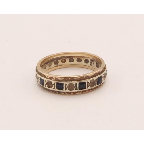 116 - A 9ct Diamond & Sapphire eternity ring. 

Size: M Weight: 3.25