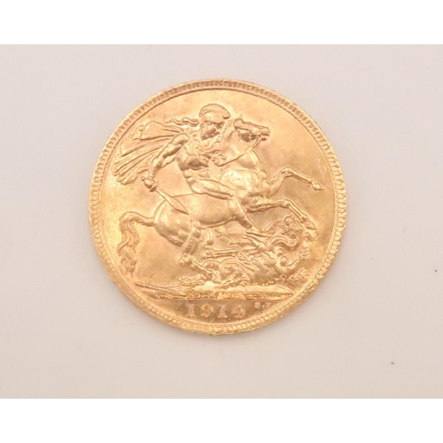401 - A George V Full Gold Sovereign, London Mint 1914. 

Weight: 8g
