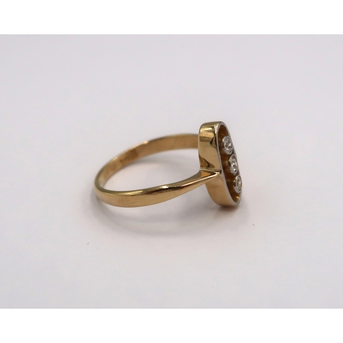 58 - An Edwardian 18ct Yellow Gold and Platinum Open Set 3 Stone Old Cut Diamond Ring, Diamonds are a Goo... 