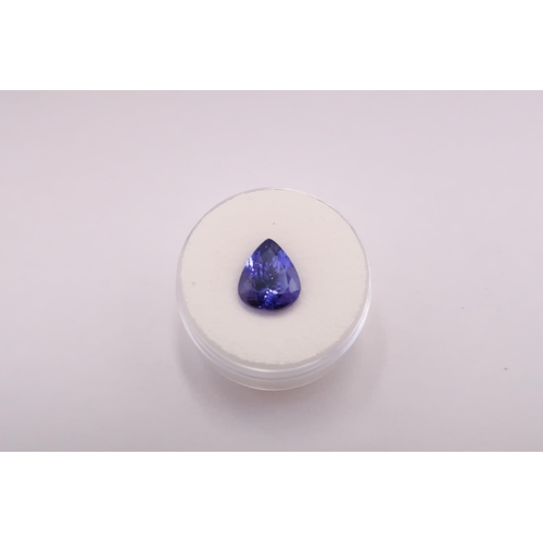 44 - A loose pear shape tanzanite with GLB identification report stating 4.13cts