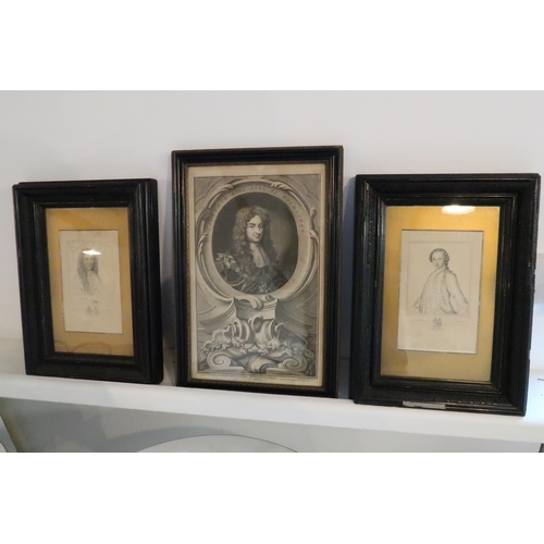 527 - Three framed prints in ornate frames