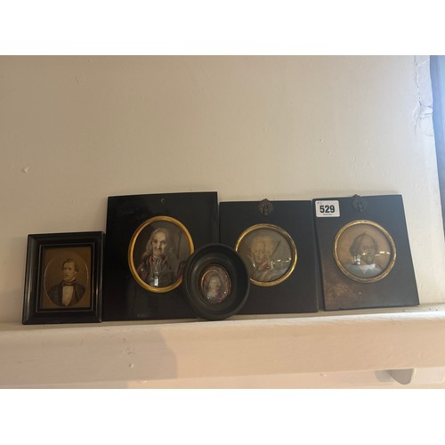 529 - A Group of Five Assorted 18th & 19th Century Miniature portraits, one with a pinchbeck border within... 