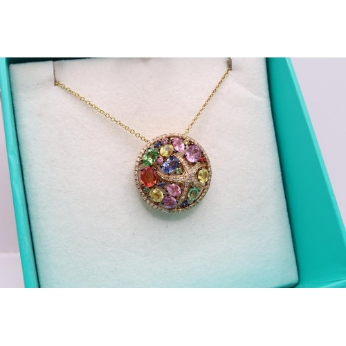 3 - A 14ct 'Effy' Multi-Colour Coloured Sapphire 'Starfish' Pendant with integral chain. Length: 24cm We... 