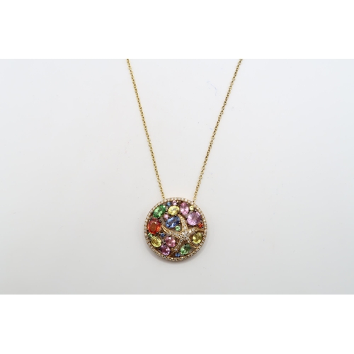 3 - A 14ct 'Effy' Multi-Colour Coloured Sapphire 'Starfish' Pendant with integral chain. Length: 24cm We... 