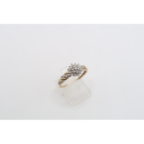 48 - A 9ct gold diamond cluster ring. Size S. Weight 2.23 grams