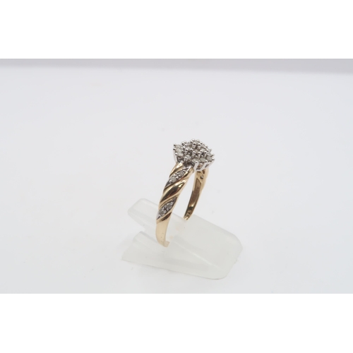 48 - A 9ct gold diamond cluster ring. Size S. Weight 2.23 grams