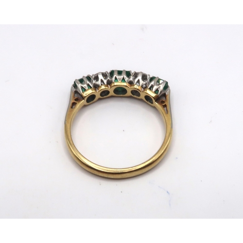 1 - An 18ct & Platinum Emerald and Diamond Five Stone Ring. Est Diamond Weight: .28ctEst Emerald Wei... 