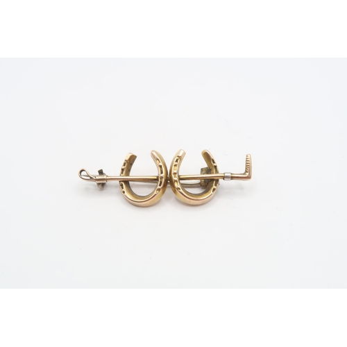 67 - A 9ct Horse Riding Themed Stick Pin. Weight: 2.42g Length: 4.5cm