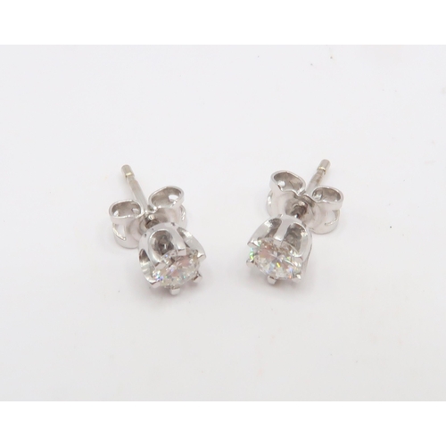 25 - A Pair of 18ct White Gold Well Matched Diamond Stud Ear Rings, approx. 0.40crts Each, Total approx. ... 