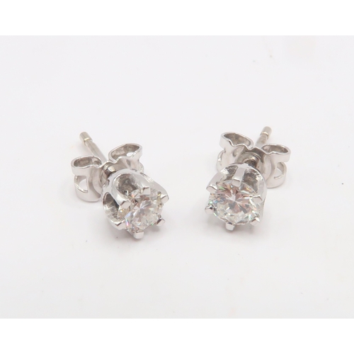 25 - A Pair of 18ct White Gold Well Matched Diamond Stud Ear Rings, approx. 0.40crts Each, Total approx. ... 