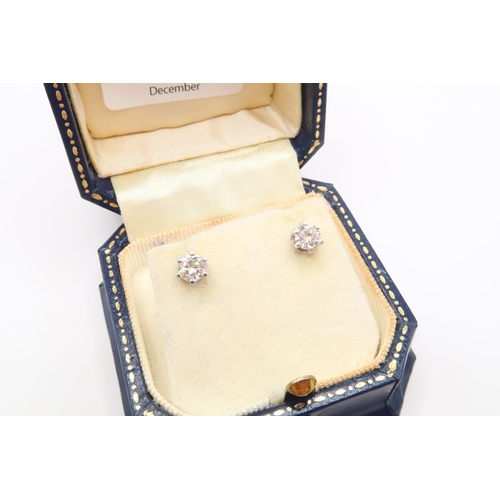 25 - A Pair of 18ct White Gold Well Matched Diamond Stud Ear Rings, approx. 0.40crts Each, Total approx. ... 