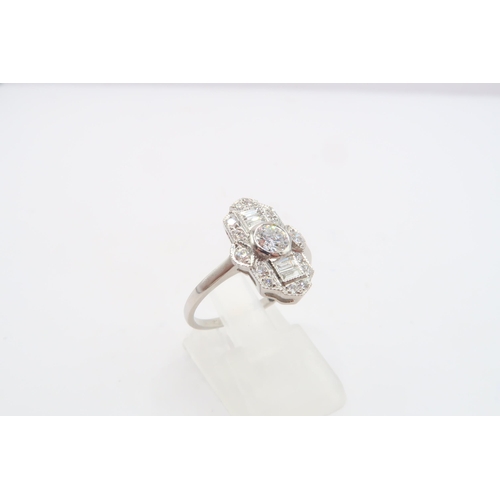27 - A Platinum Art Deco Style Diamond Ring, approx. 1crt of Diamonds, Diamonds are a Good Colour and Cla... 
