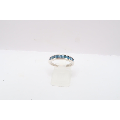 36 - A Silver and Blue Diamond Band, Head Size approx. 20mm x 4mm, Ring Size approx. N