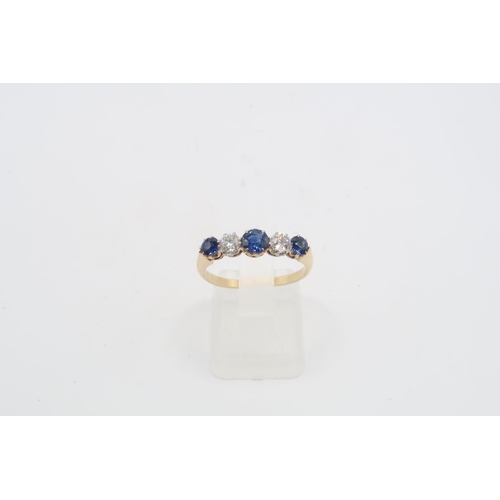 39 - An 18ct Yellow Gold Sapphire and Diamond Ring, Sapphires and Diamonds are a Very Good Colour and Cla... 
