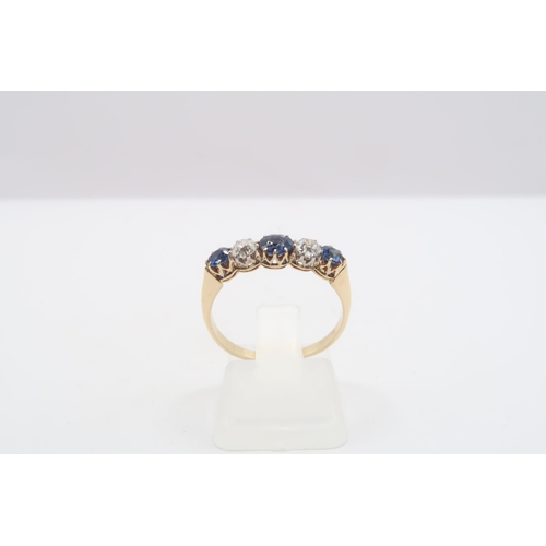 39 - An 18ct Yellow Gold Sapphire and Diamond Ring, Sapphires and Diamonds are a Very Good Colour and Cla... 