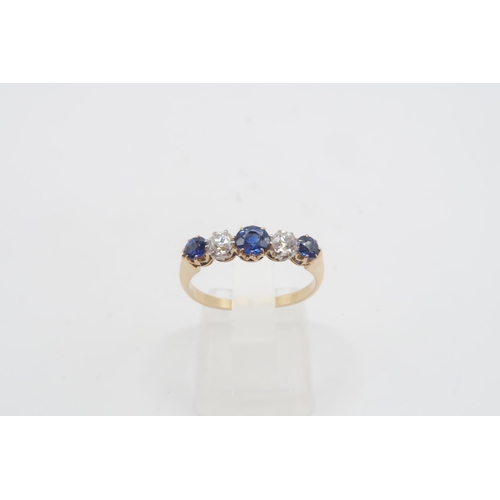 39 - An 18ct Yellow Gold Sapphire and Diamond Ring, Sapphires and Diamonds are a Very Good Colour and Cla... 