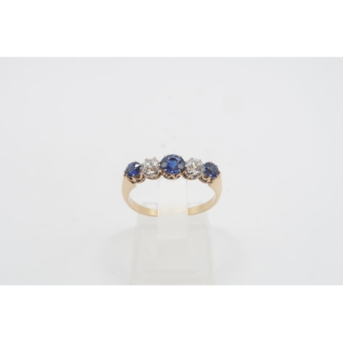 39 - An 18ct Yellow Gold Sapphire and Diamond Ring, Sapphires and Diamonds are a Very Good Colour and Cla... 