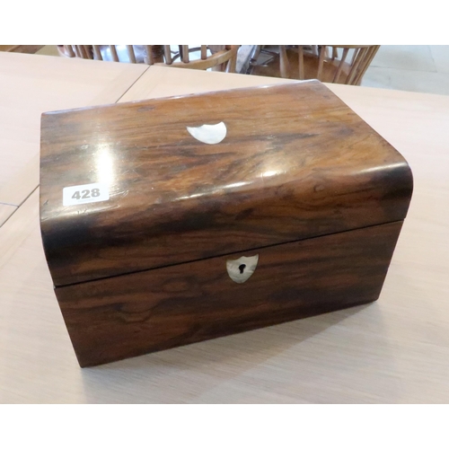 428 - A 19th Century Walnut Table Box with mother of pearl inlays 27cm x 18cm x 13cm