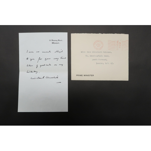 431 - A Signed Winston Churchill Letter, Written on a 10 Downing Street Headed Piece of paper. Accompanied... 