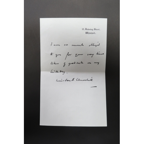 431 - A Signed Winston Churchill Letter, Written on a 10 Downing Street Headed Piece of paper. Accompanied... 