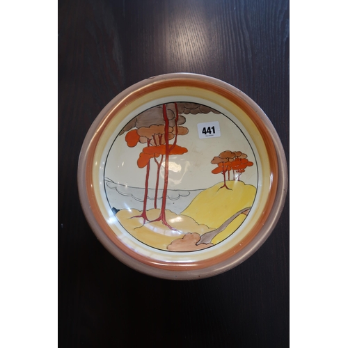 441 - A Clarice Cliff Coral Firs bowl from the Bizarre range
