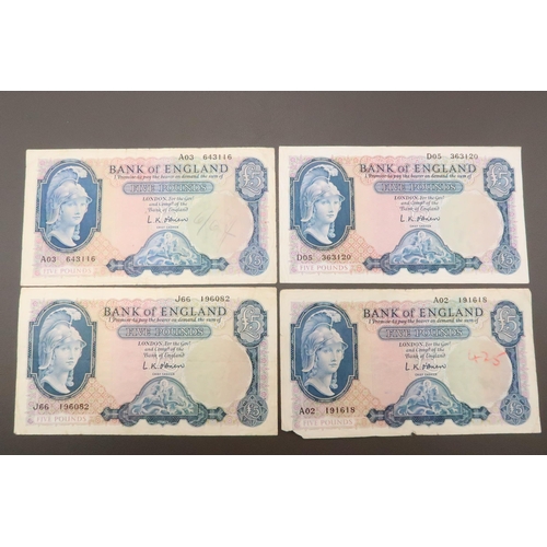 359 - A Group of Bank Of England Lion & Key &pound;5 Paper Notes.&nbsp;