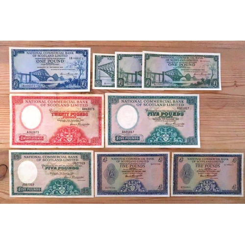 364 - A Group of Scottish Paper Currency Issued by the National Commercial Bank of Scotland. 1950's & ... 