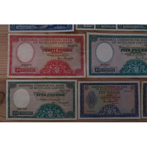 364 - A Group of Scottish Paper Currency Issued by the National Commercial Bank of Scotland. 1950's & ... 