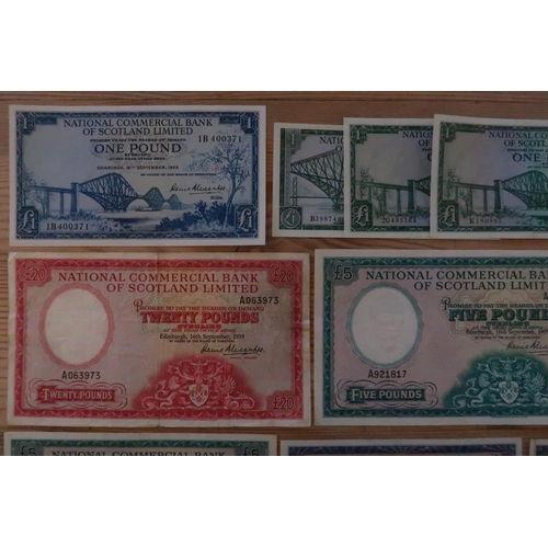 364 - A Group of Scottish Paper Currency Issued by the National Commercial Bank of Scotland. 1950's & ... 
