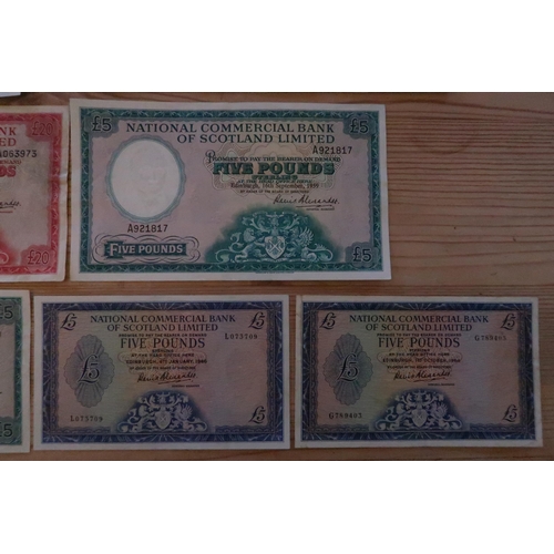 364 - A Group of Scottish Paper Currency Issued by the National Commercial Bank of Scotland. 1950's & ... 