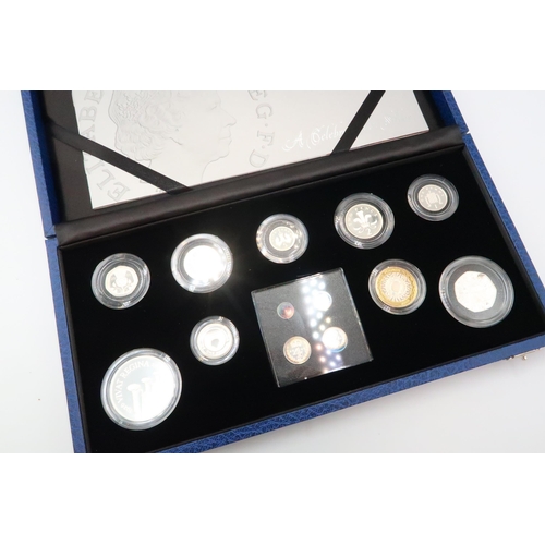 373 - QUEEN ELIZABETH II QUEENS 80TH BIRTHDAY SILVER PROOF COIN COLLECTION, 1 pence to 5 pounds, including... 