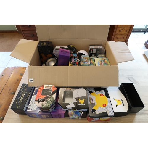 506 - A Miscellaneous group of Pokémon Tins, Boxes and cases from different issues such as 25th Celebratio... 
