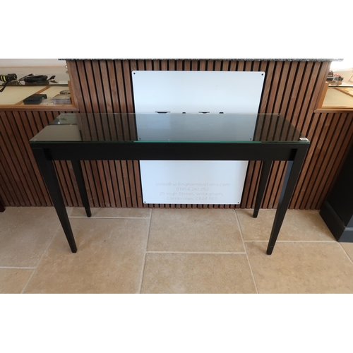 649 - A new black ash high quality side table with glass top - Width 120cm x Height 75cm