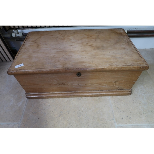  A 19th century pine box, 76cm wide x 45cm deep and 30cm high