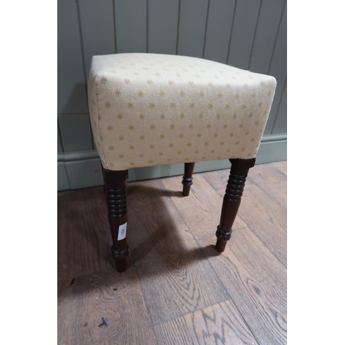  A 19th century mahogany stool on turned legs, 47cm high x 34cm wide, in good condition