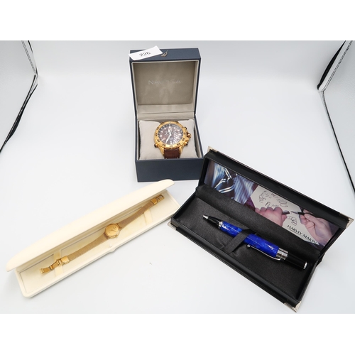226 - Raymond Weil Ladies Quartz Watch Together with a Gents Nautica Gold Plated Chronograph with box and ... 