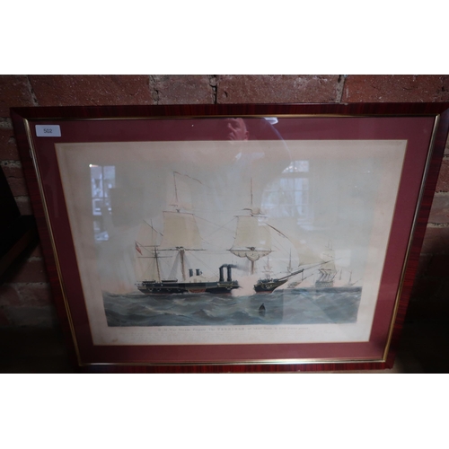 502 - A Large Framed Print of HMS Terrible.&nbsp;80cm x 64cm