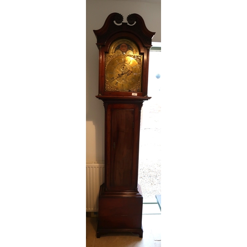 560 - An 18th century 8 day longcase clock with a moonroller dial, signed Coats Hamilton, engraved dial wi... 
