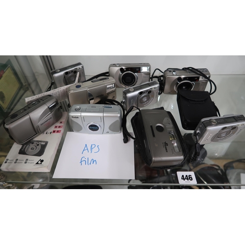 A Group of 9 APS Film cameras to include brands such as Kodak, Olympus, Nexia and others. Condition:... 